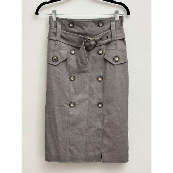 Worthington Dresses & Skirts - Vintage Retro Brown High Waist Double Breasted Tailored Midi Pencil Skirt Size 4
